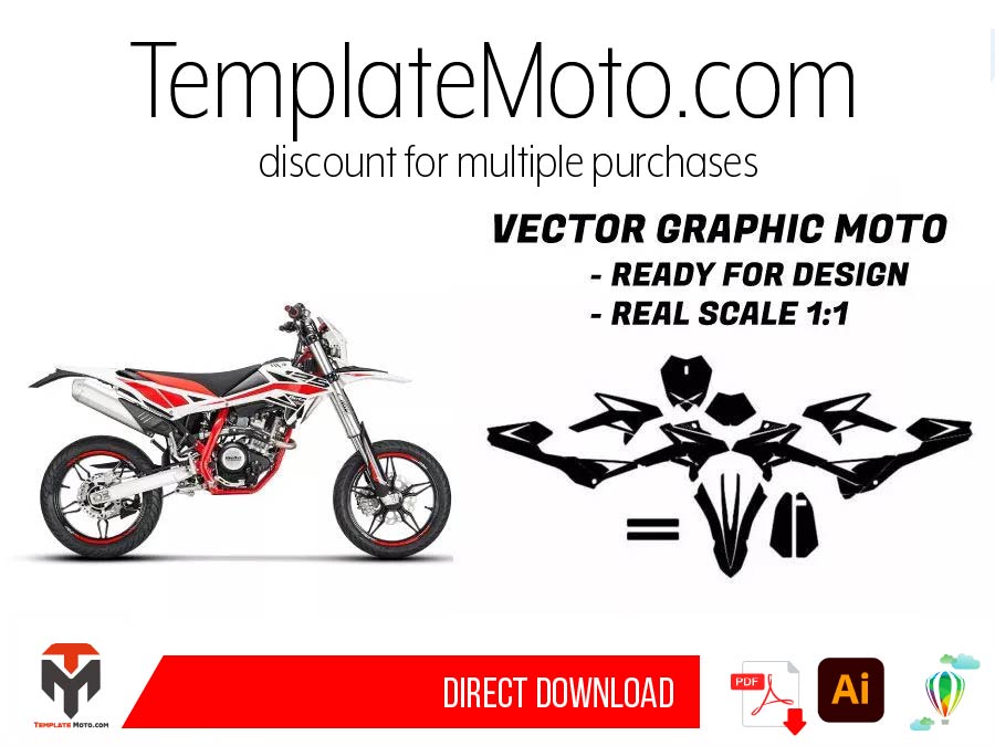 Beta 125 RR LC 2019-2020 ENDURO MX SUPERMOTO Graphics Template Vector
