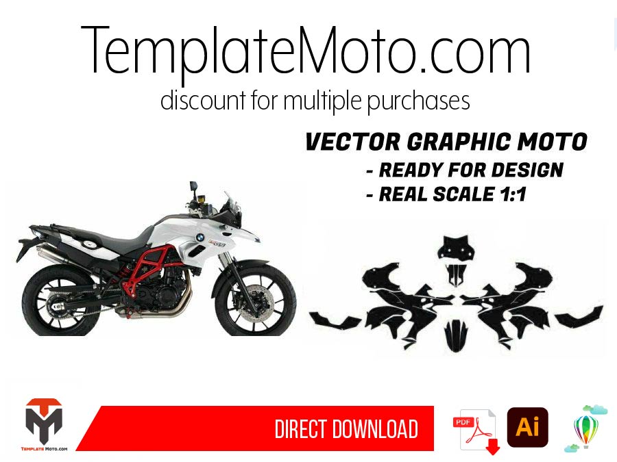 BMW F 700 GS (2013-2017) Street Bike Graphics Template Vector