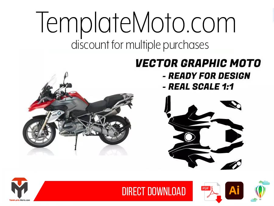 BMW R 1200 GS (2014-2016) Street Bike Graphics Template Vector