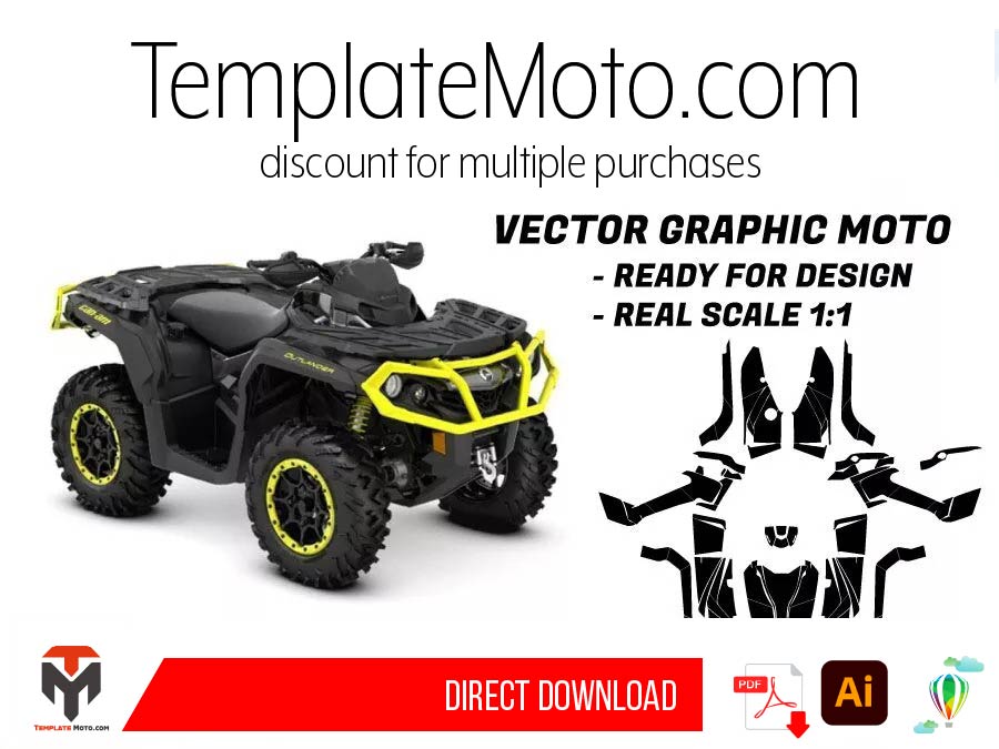 CAN AM OUTLANDER G2 650/800/1000 XMR MAX (2012-2020) ATV Graphics Template Vector