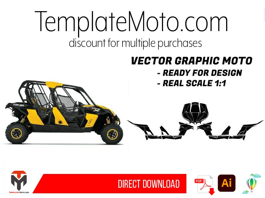 CAN AM Maverick (4 Doors) Graphics Template Vector UTV Graphics Template Vector