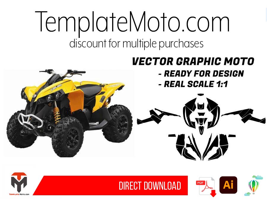 CAN AM RENEGADE 500/800R/800X/1000 (2005-2022) ATV Graphics Template Vector
