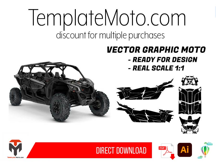 CAN AM Maverick X3 Max (4 Doors) UTV Graphics Template Vector
