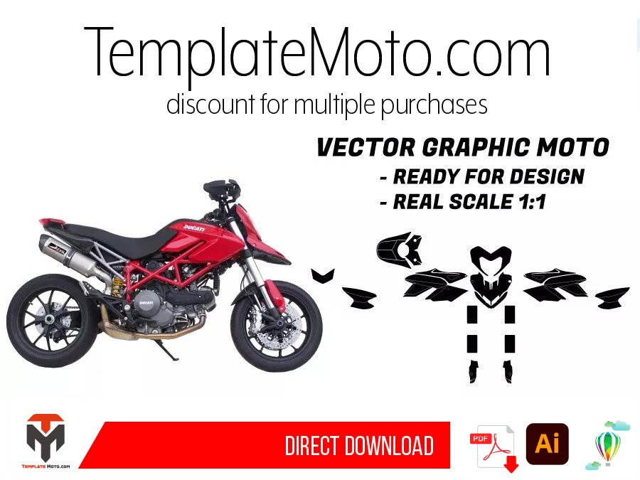 Ducati Hypermotard 796 1100 Graphics Template Vector