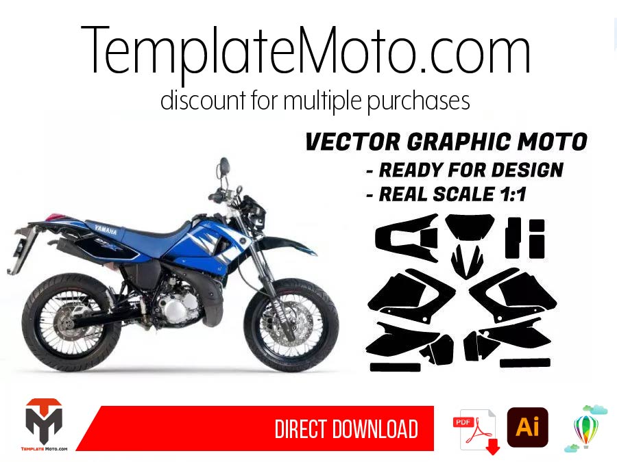 Yamaha 125 DTX (2004-2007) Graphics Template Vector