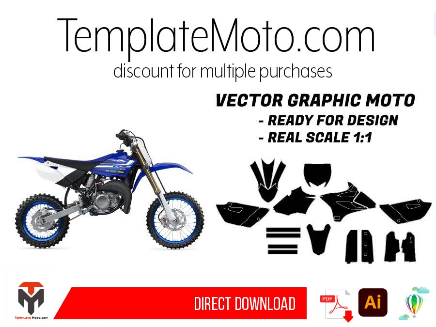 Yamaha YZ 85 MX Motocross 2015 2016 2017 2018 2019 2020 2021 Graphics Template