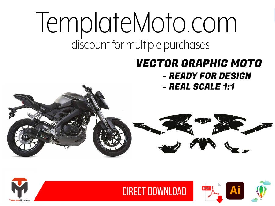 Yamaha MT-125 (2017-2018-2019) Street Bike Graphics Template Vector