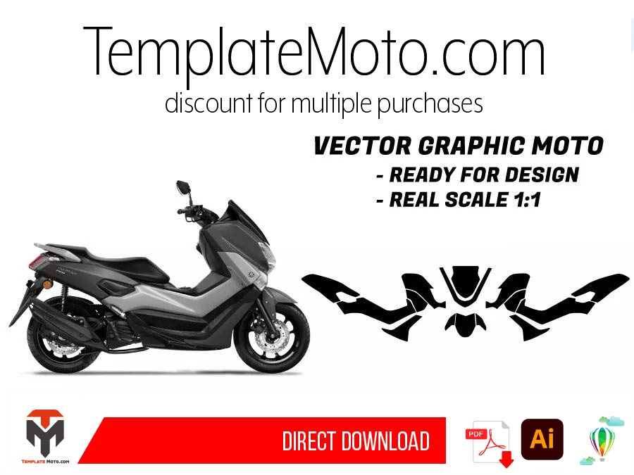 Yamaha NMAX (2015-2020) Maxi Scooter Graphics Template Vector