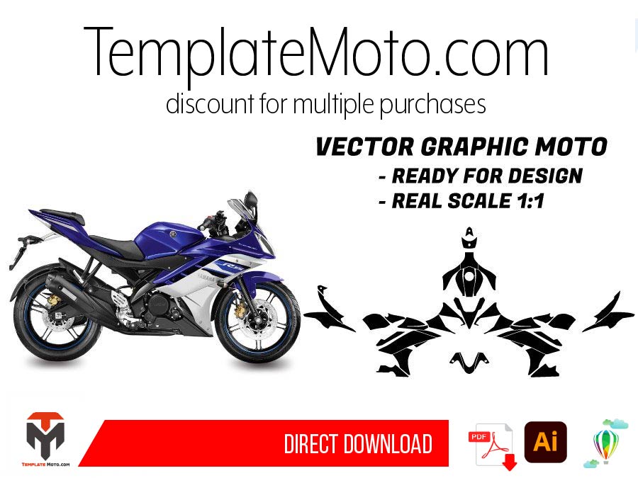 Yamaha YZF R15 V2 Street Bike Graphics Template Vector