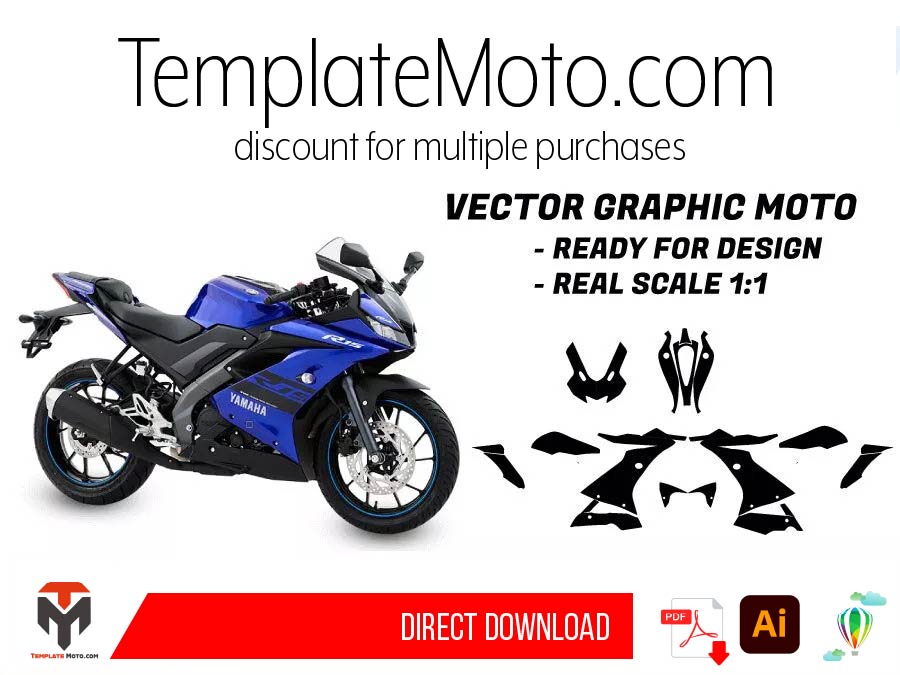 Yamaha YZF R15 V3 (2019-2022) Street Bike Graphics Template Vector