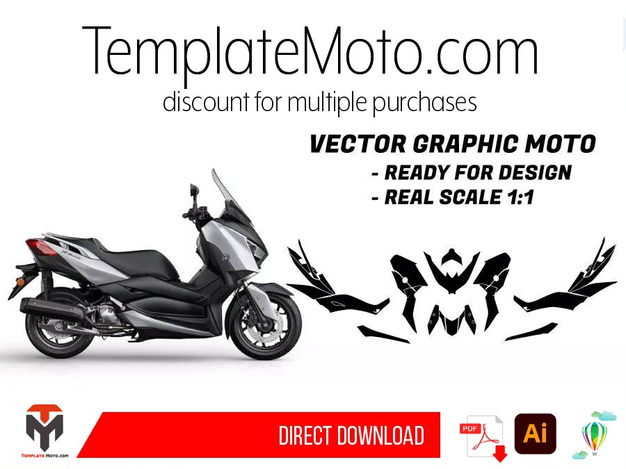 Yamaha XMAX Maxi Scooter Graphics Template Vector