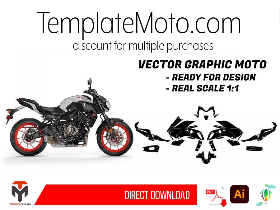 Yamaha MT-07 (2018-2019-2020) Street Bike Graphics Template Vector