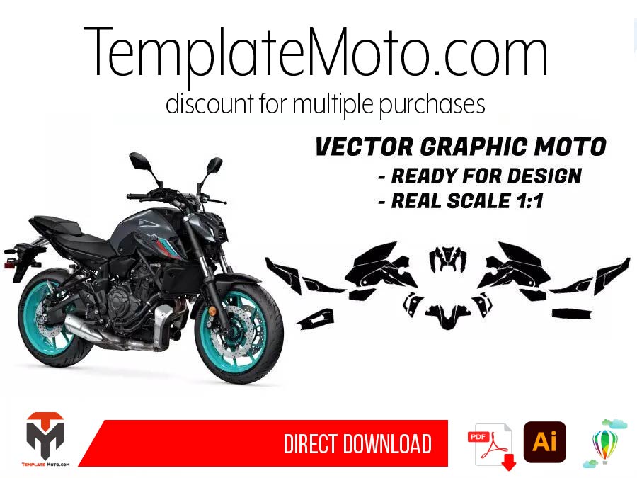 Yamaha MT-07 (2021-2022) Street Bike Graphics Template Vector