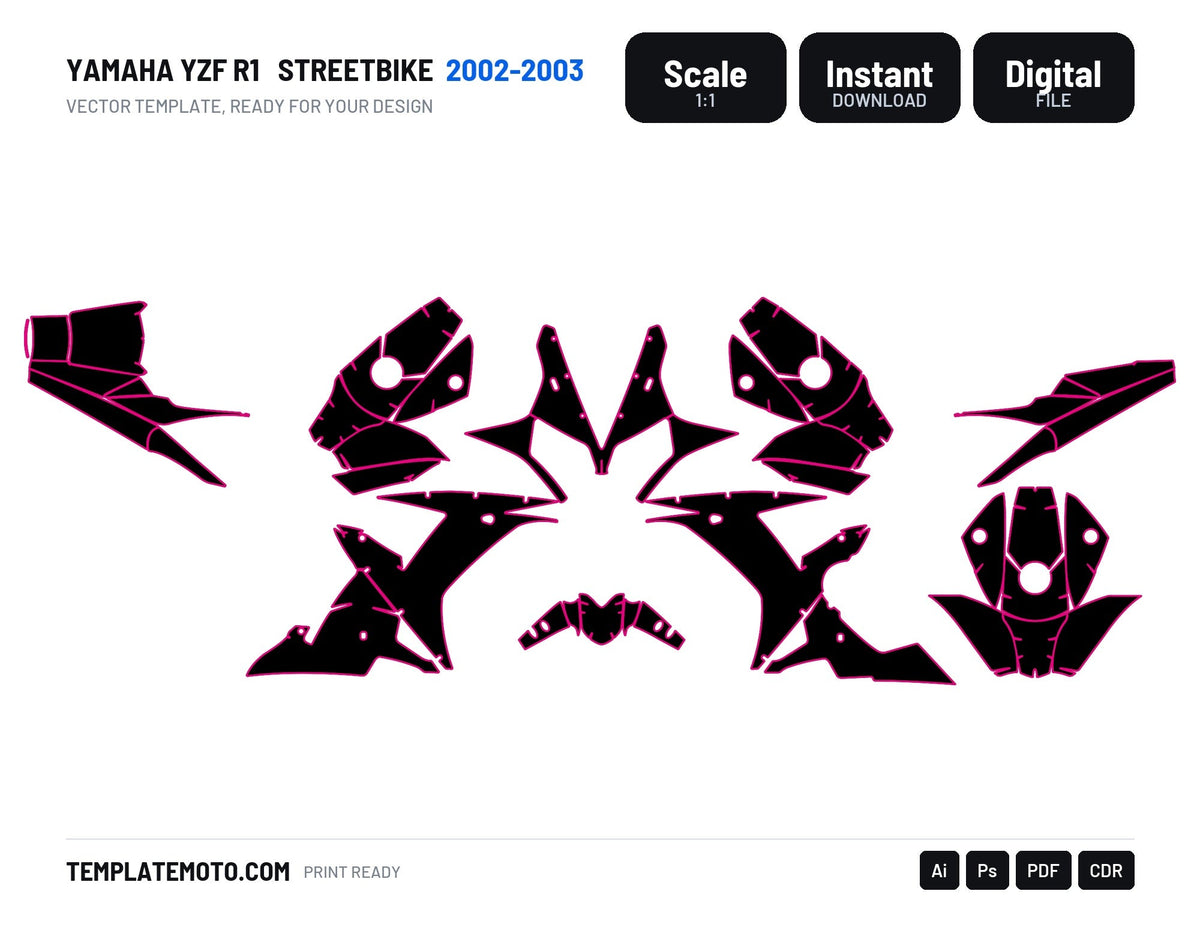 Motorcycle graphics template open in vector software