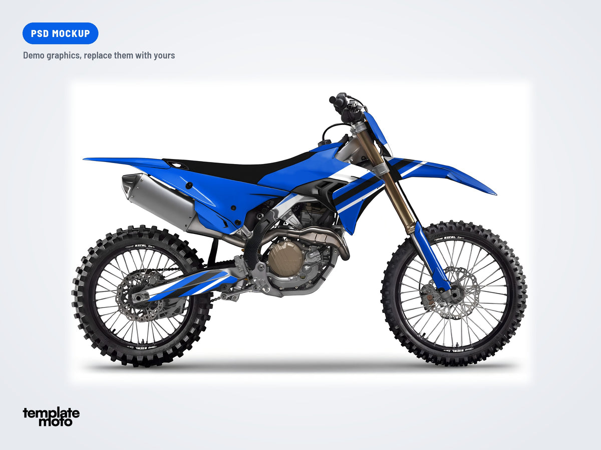 Ducati Desmo 450 MX 2025-2026 PSD mockup with the TemplateMoto demo graphics kit