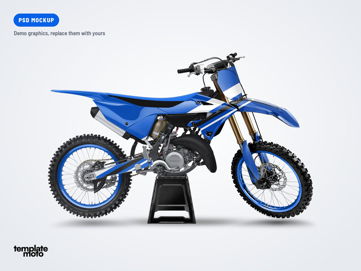 Yamaha YZ 125 / 250 2022-2023 PSD mockup with the TemplateMoto demo graphics kit