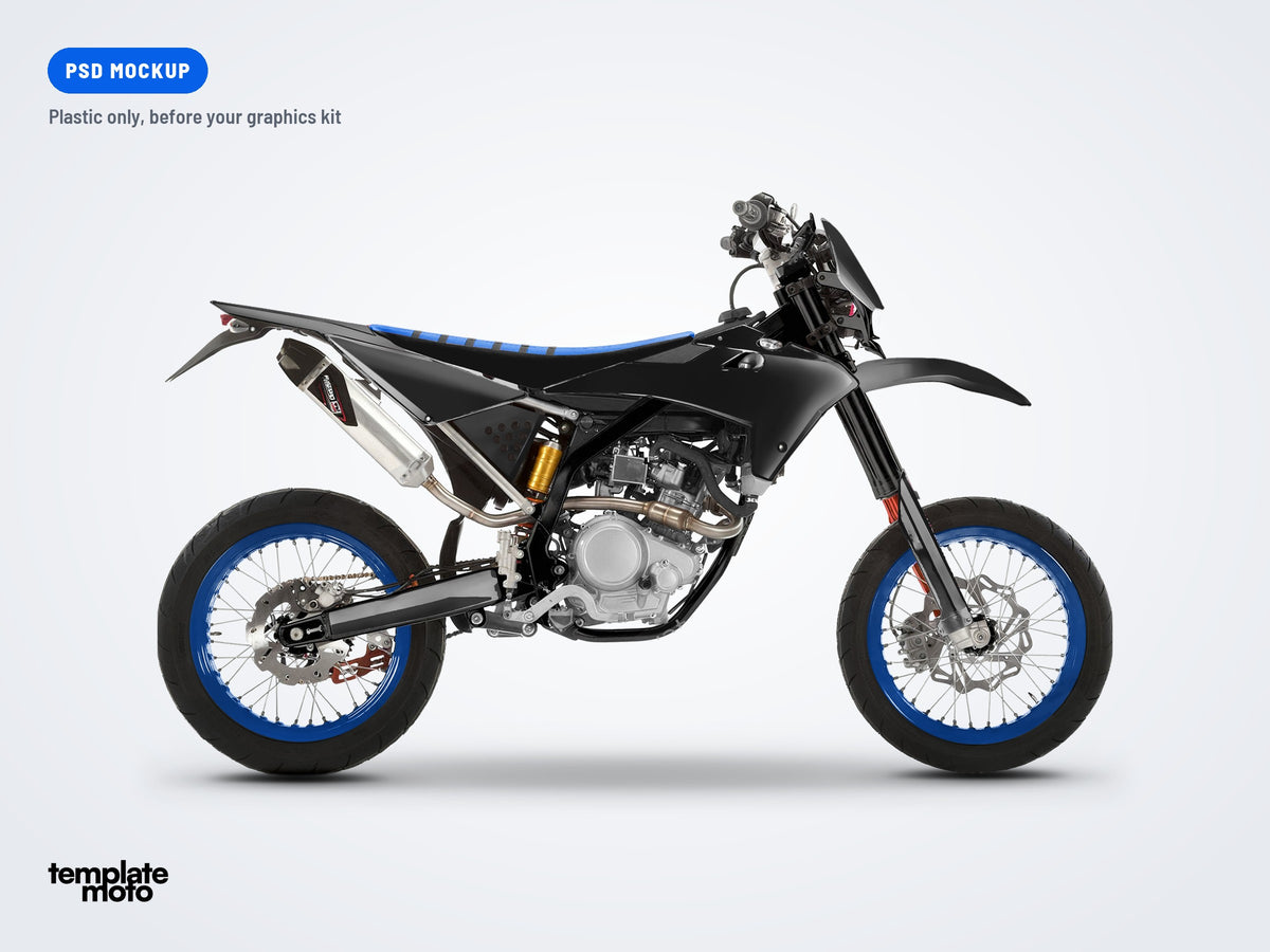 The same Fantic 50 / 125 mockup, plastic only, before the graphics kit