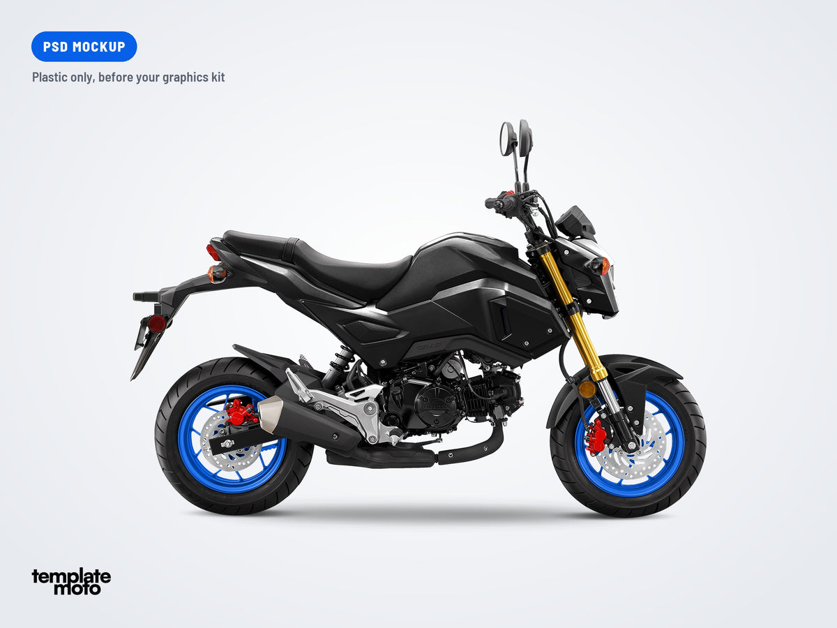 The same Honda Grom MSX 125 2017-2020 mockup, plastic only, before the graphics kit