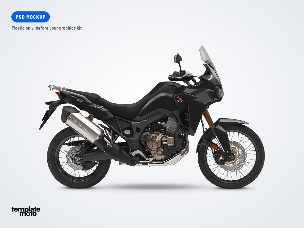The same Honda Africa Twin CRF 1000 / 1100 mockup, plastic only, before the graphics kit