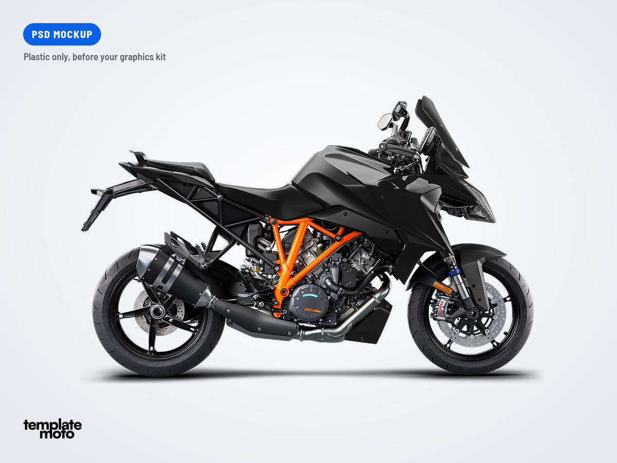 The same KTM Super Duke 1290 GT 2019-2024 mockup, plastic only, before the graphics kit