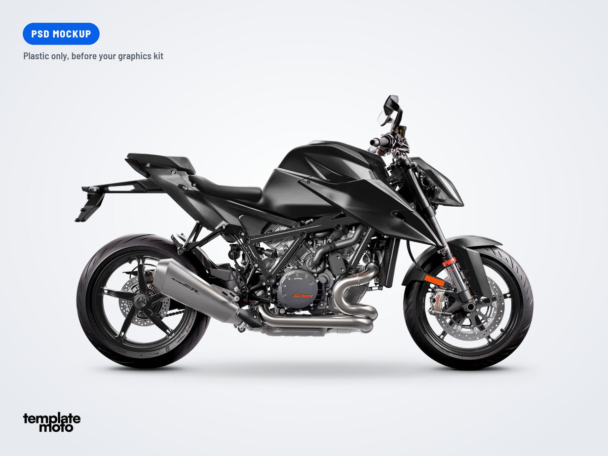 The same KTM 1290 Super Duke R 2020-2024 mockup, plastic only, before the graphics kit