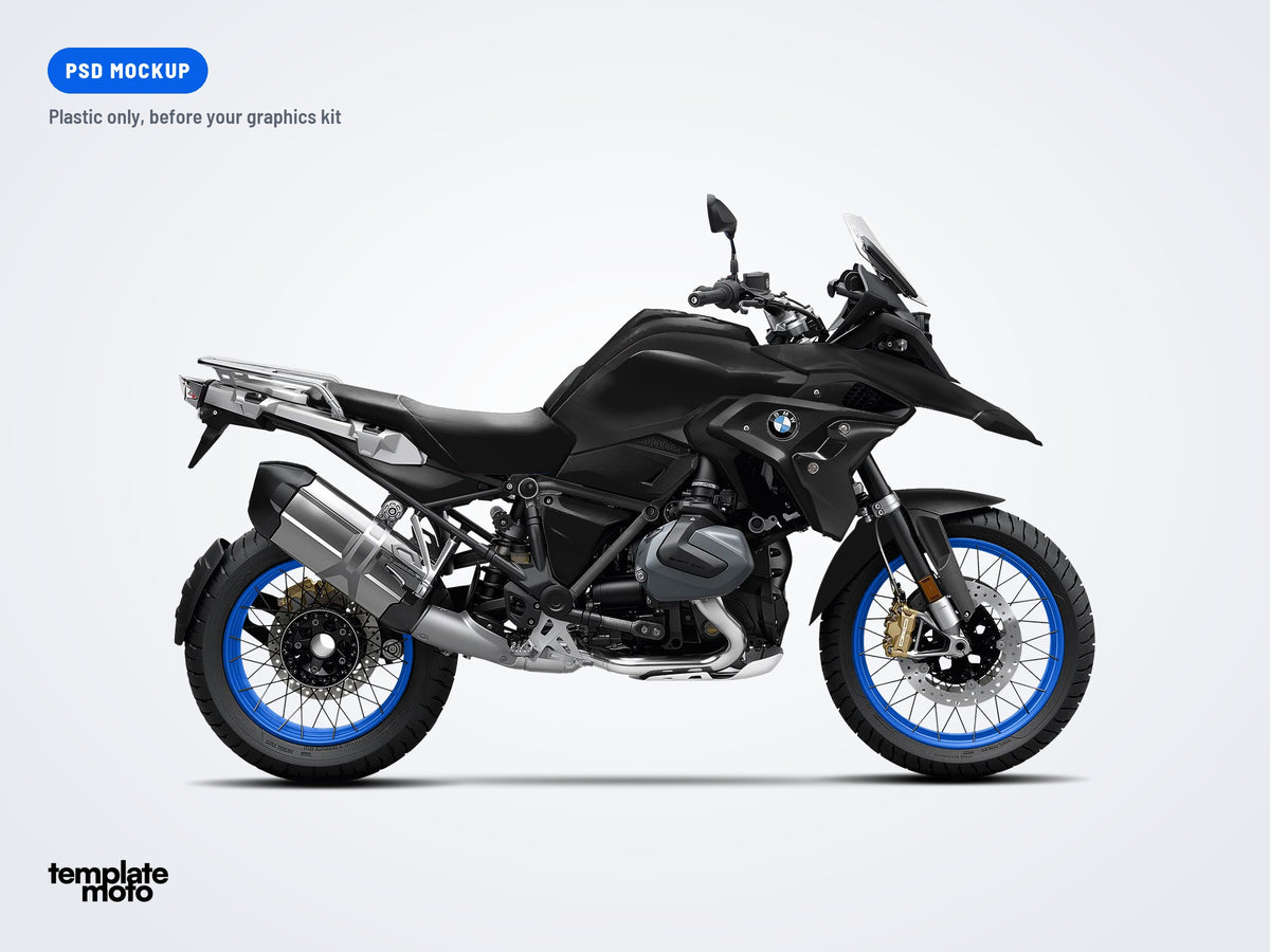 The same BMW R1250 GS mockup, plastic only, before the graphics kit