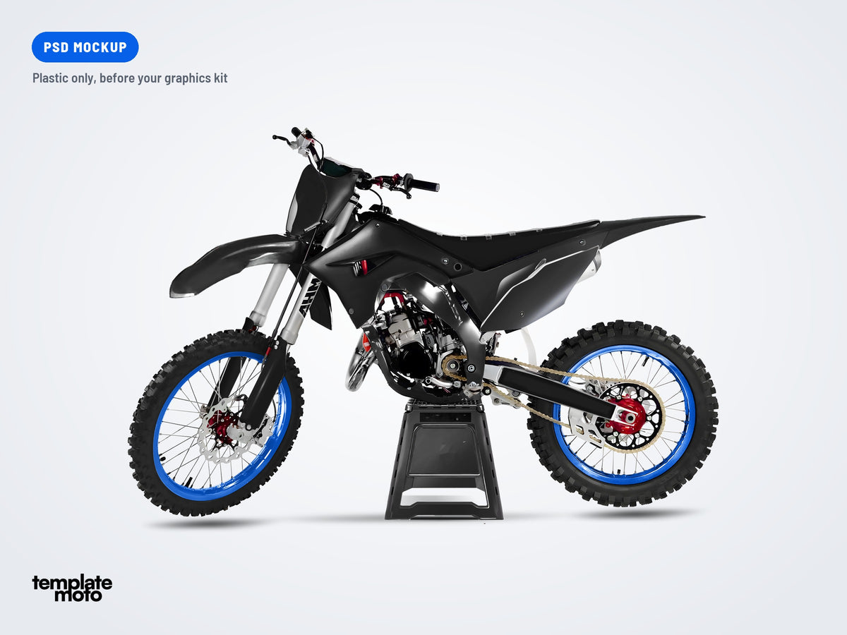 The same Honda CR 125 / 250 Polisport restyle mockup, plastic only, before the graphics kit