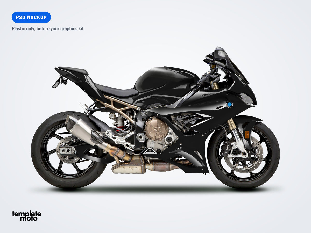The same BMW S1000RR mockup, bodywork only, before the graphics kit