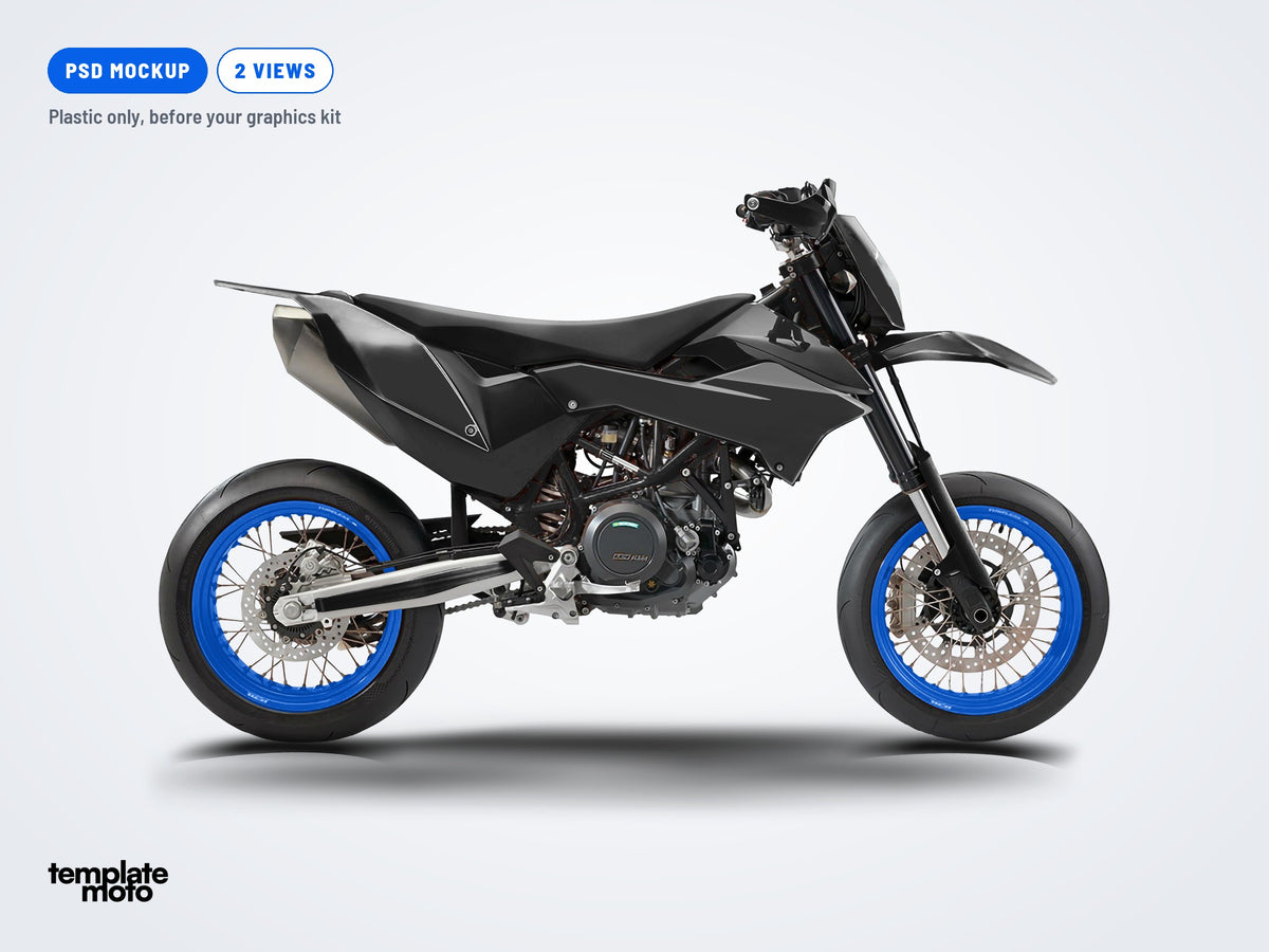 The same KTM 690 SMC R 2011-2016 mockup, plastic only, before the graphics kit