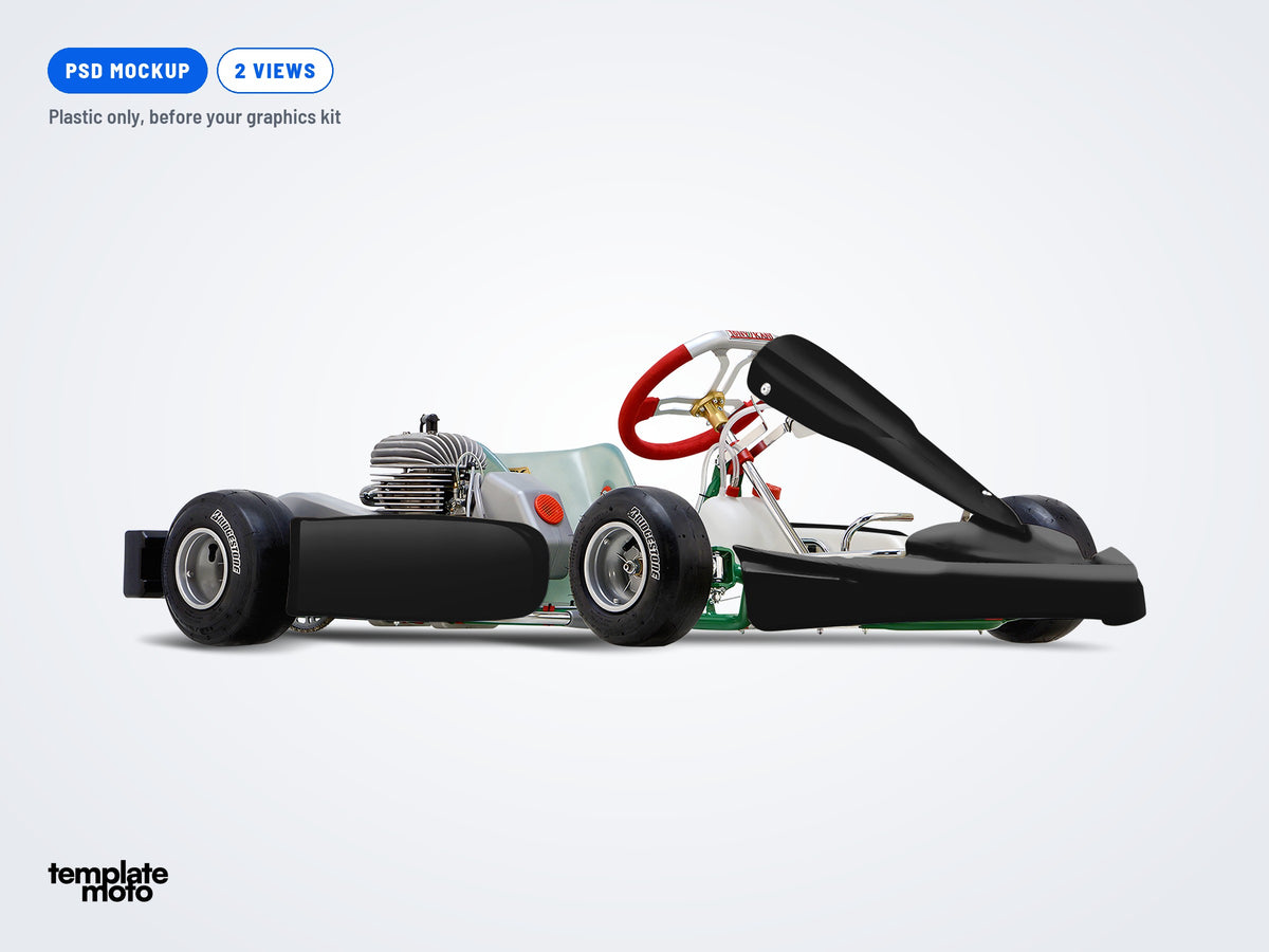 The same Tony Kart M6 mockup, plastic only, before the graphics kit