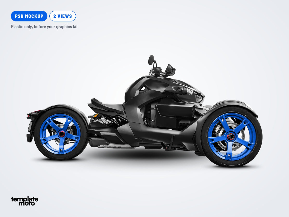 The same Can-Am Ryker mockup, plastic only, before the graphics kit