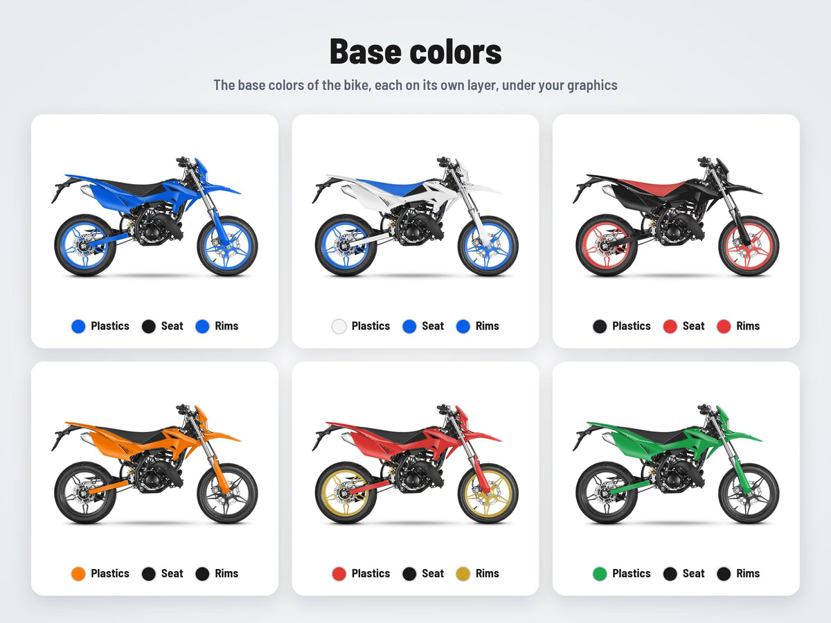 Base colors of the Beta MT 50 ST 2018-2022 mockup in six combinations