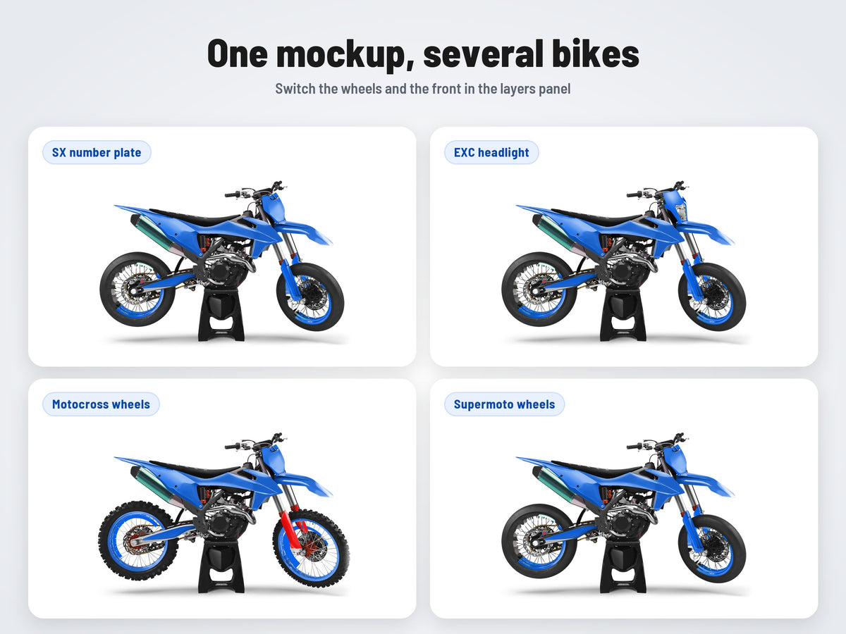 KTM SX or EXC: motocross or supermoto wheels, number plate or headlight
