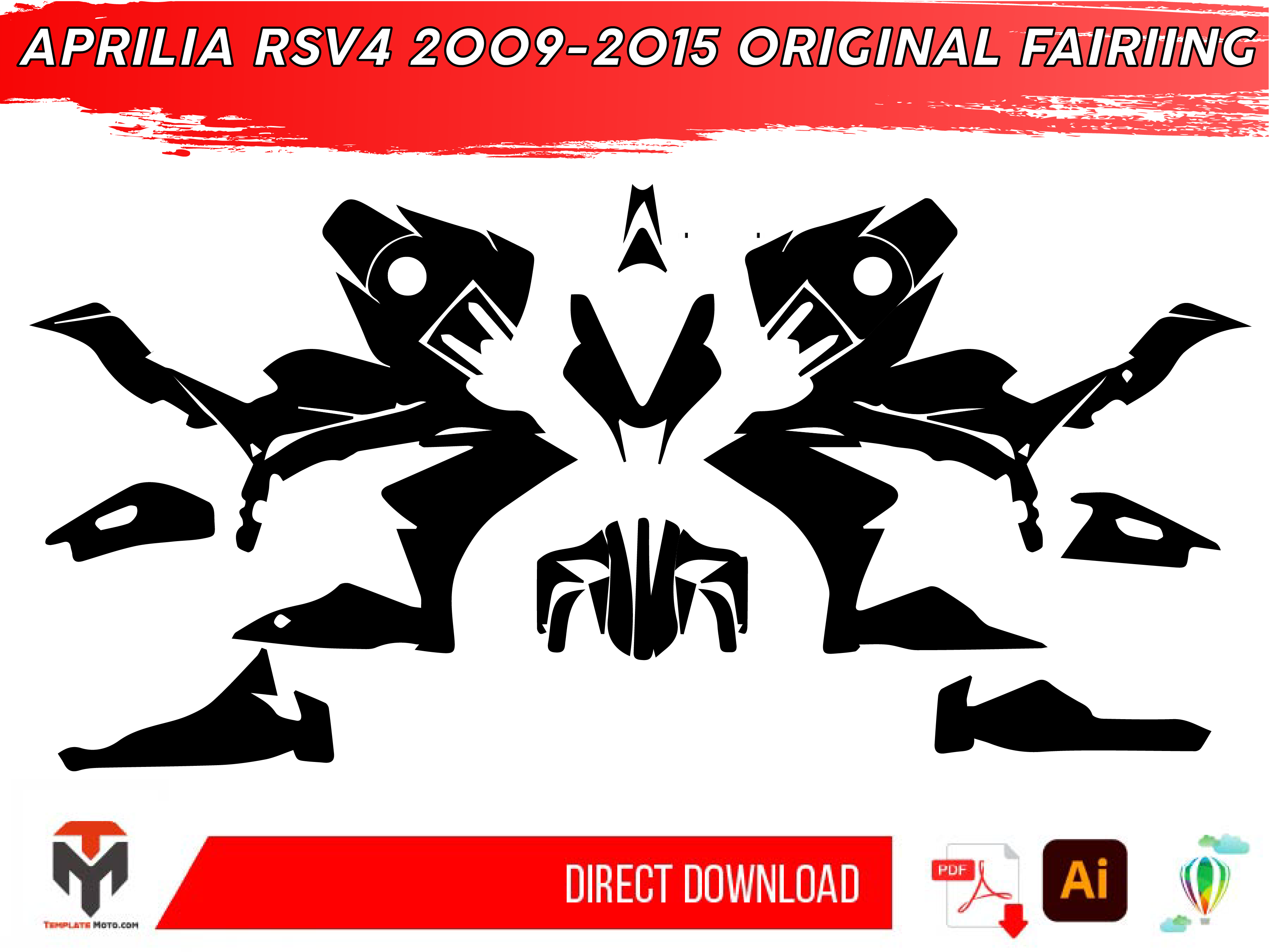 APRILIA RSV4 2009-2015 ORIGINAL FAIRING Streetbike Graphics Template Vector