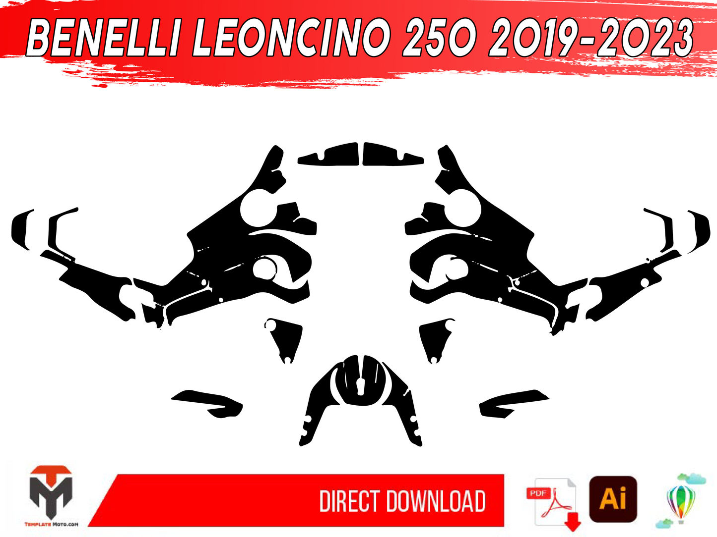 BENELLI LEONCINO 250 2019-2023 Street Bike Graphics Template Vector
