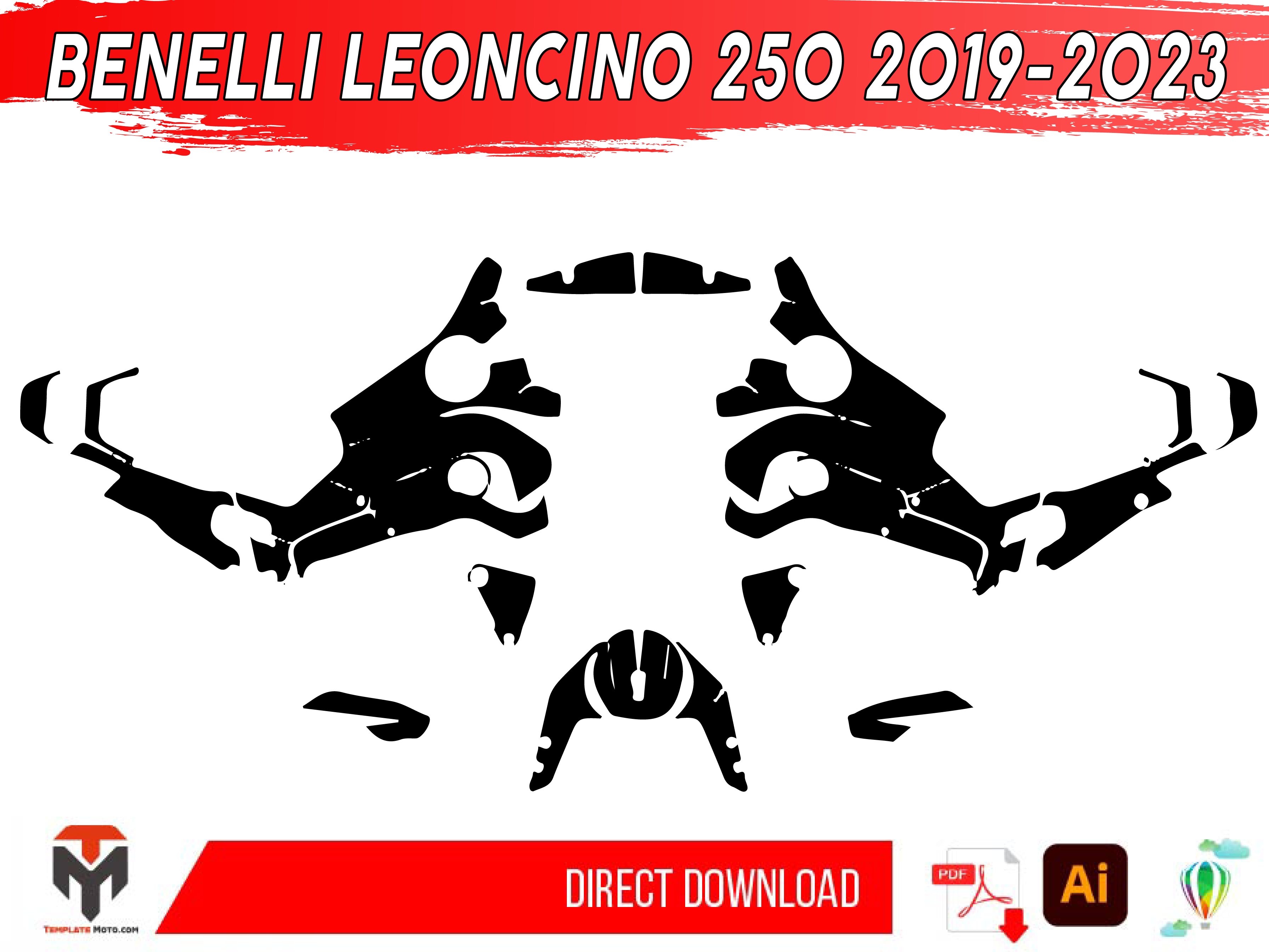 BENELLI LEONCINO 250 2019-2023 Streetbike Graphics Template Vector