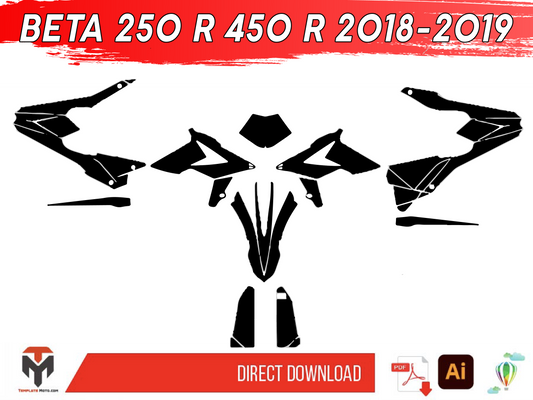 BETA 250 R 450 R 2018-2019 ENDURO MX SUPERMOTO Graphics Template Vector