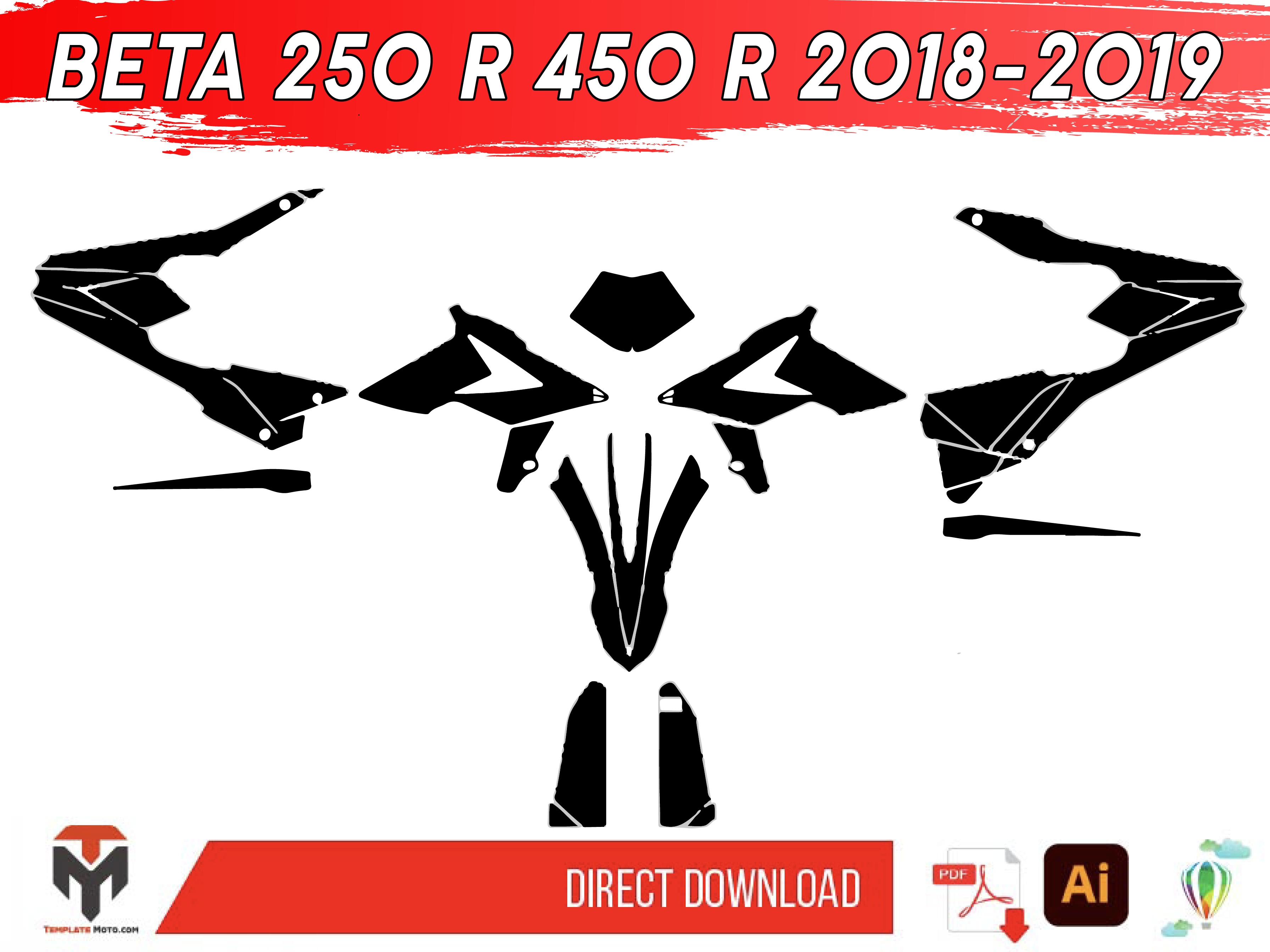 BETA 250 R 450 R 2018-2019 ENDURO MX SUPERMOTO Graphics Template Vector