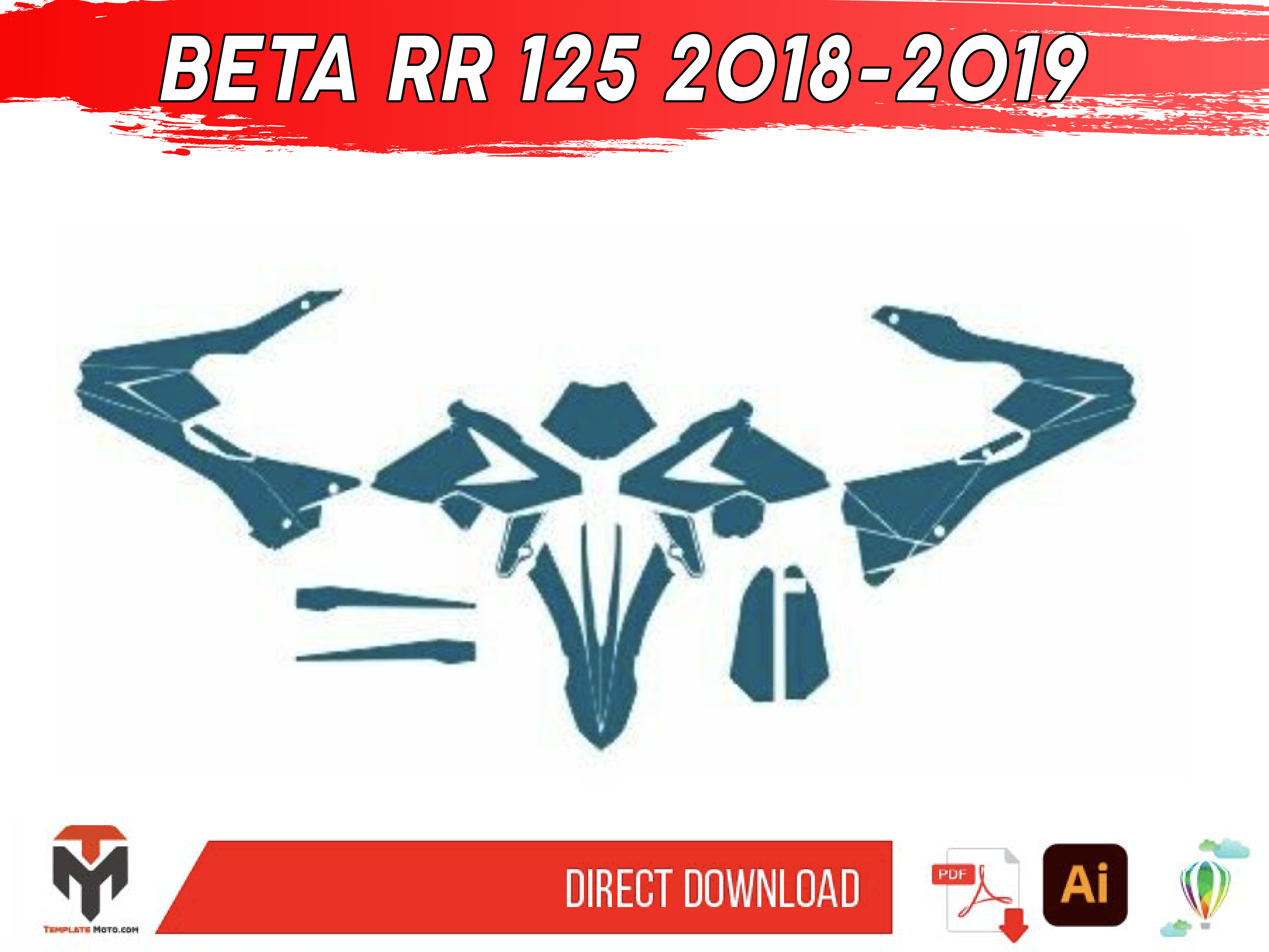 BETA RR 125 2018-2019 ENDURO MX SUPERMOTO Graphics Template Vector