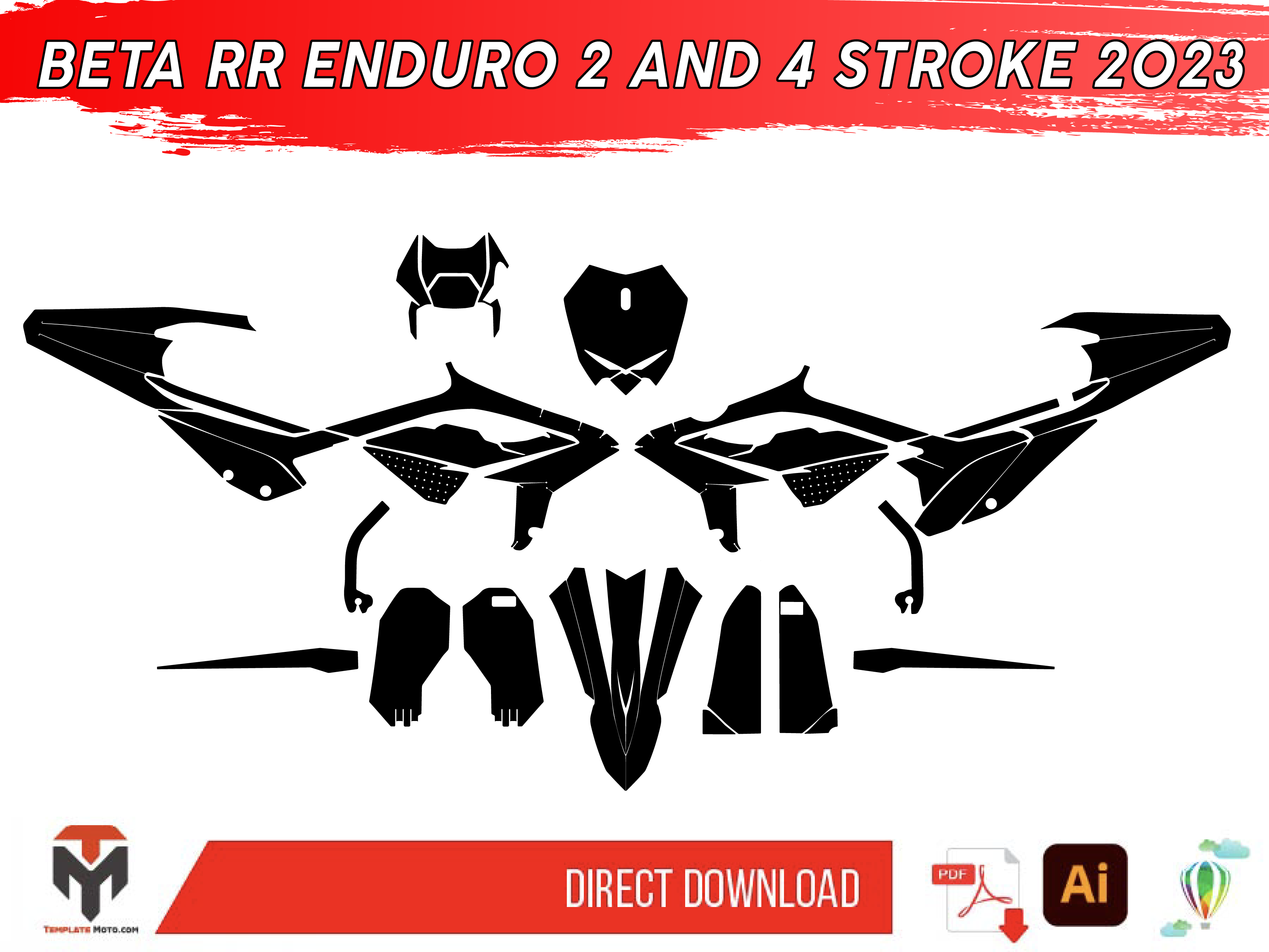 BETA RR ENDURO 2 AND 4 STROKE 2023 all new models ENDURO MX SUPERMOTO Graphics Template Vector