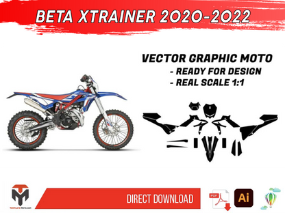 BETA XTRAINER 250 300 2020-2022 ENDURO MX SUPERMOTO Graphics Template Vector