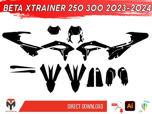 BETA XTRAINER 250 300 2023-2024 ENDURO MX SUPERMOTO Graphics Template Vector