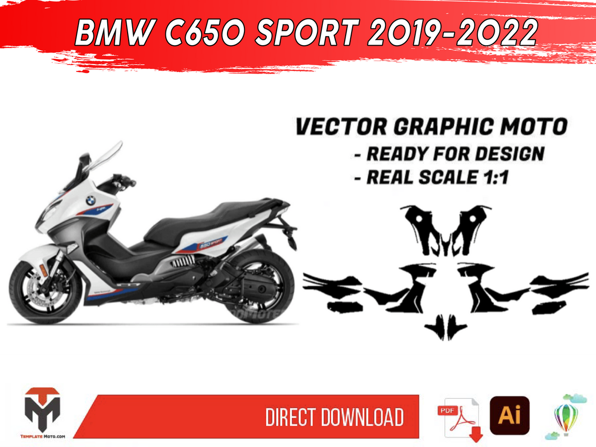 BMW C650 SPORT 2019-2022 Maxi Scooter Graphics Template Vector