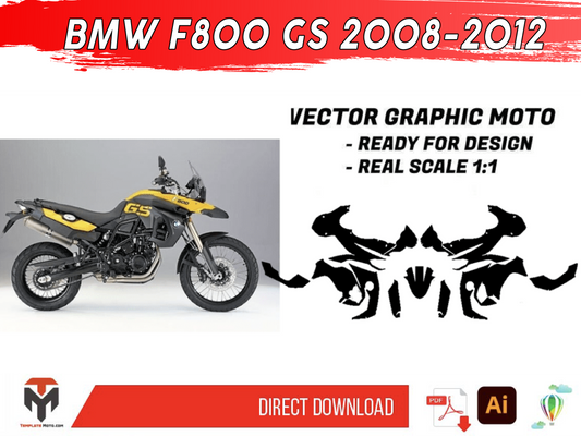 BMW F800 GS 2008-2012 Street Bike Graphics Template Vector