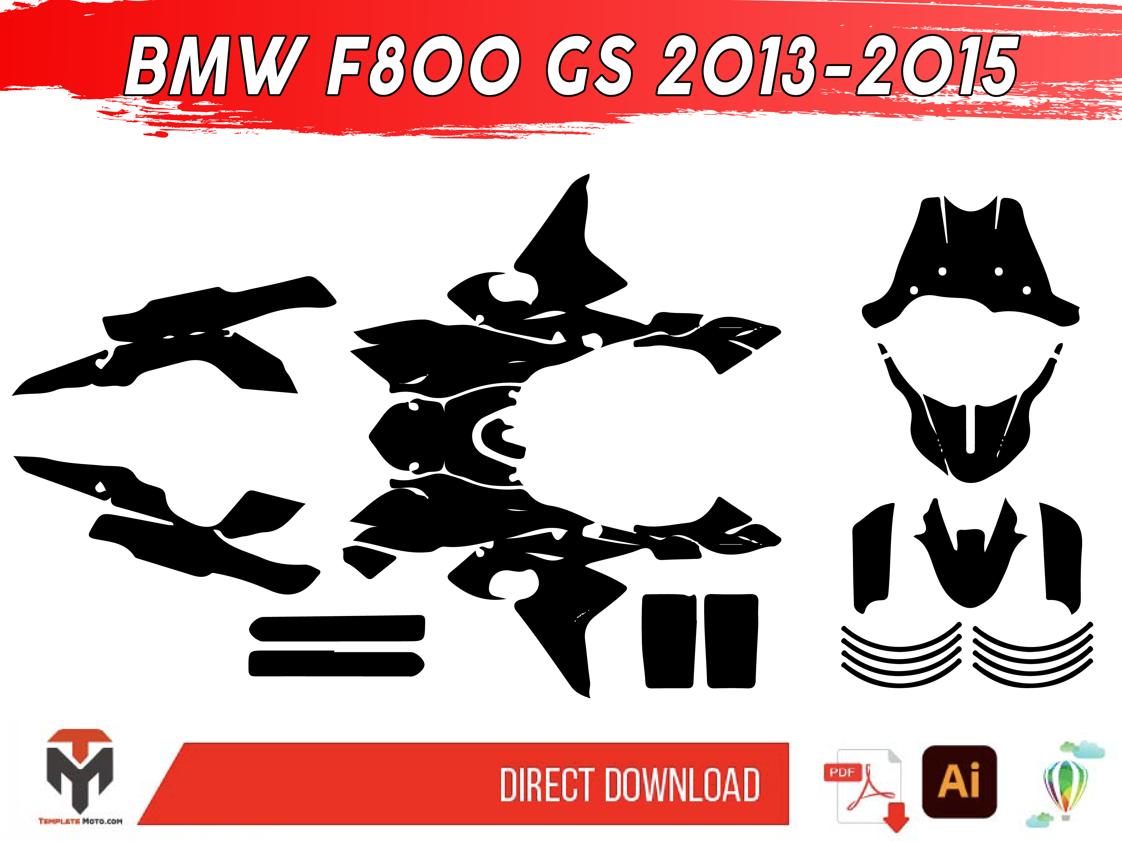 BMW F800 GS 2013-2015 Streetbike Graphics Template Vector