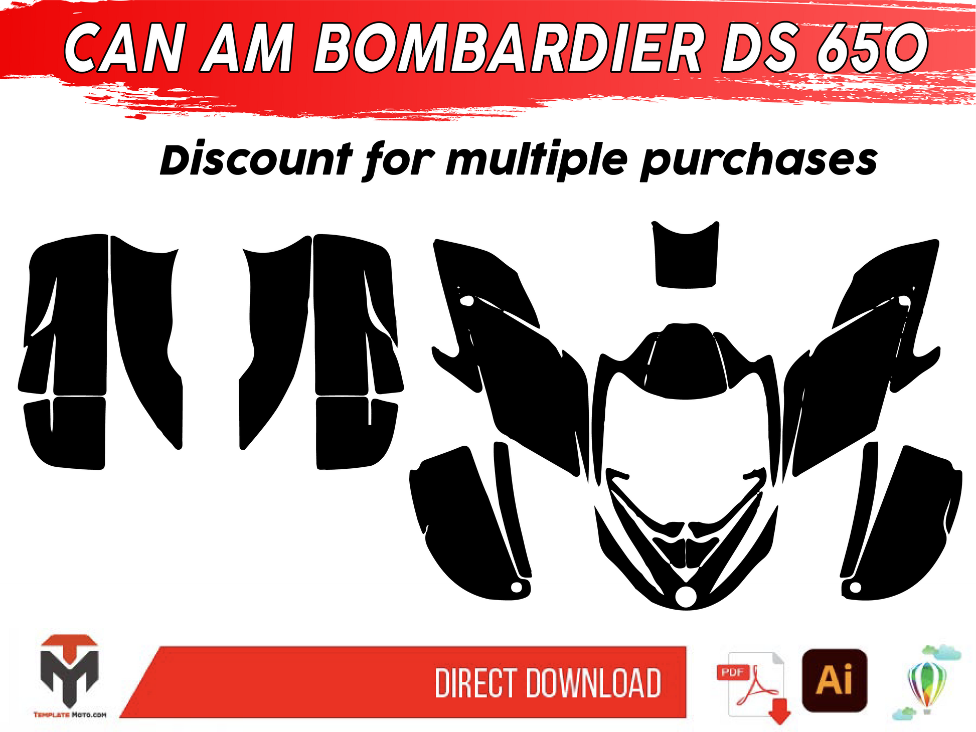 CAN AM BOMBARDIER DS 650 ATV Graphics Template Vector – TemplateMoto