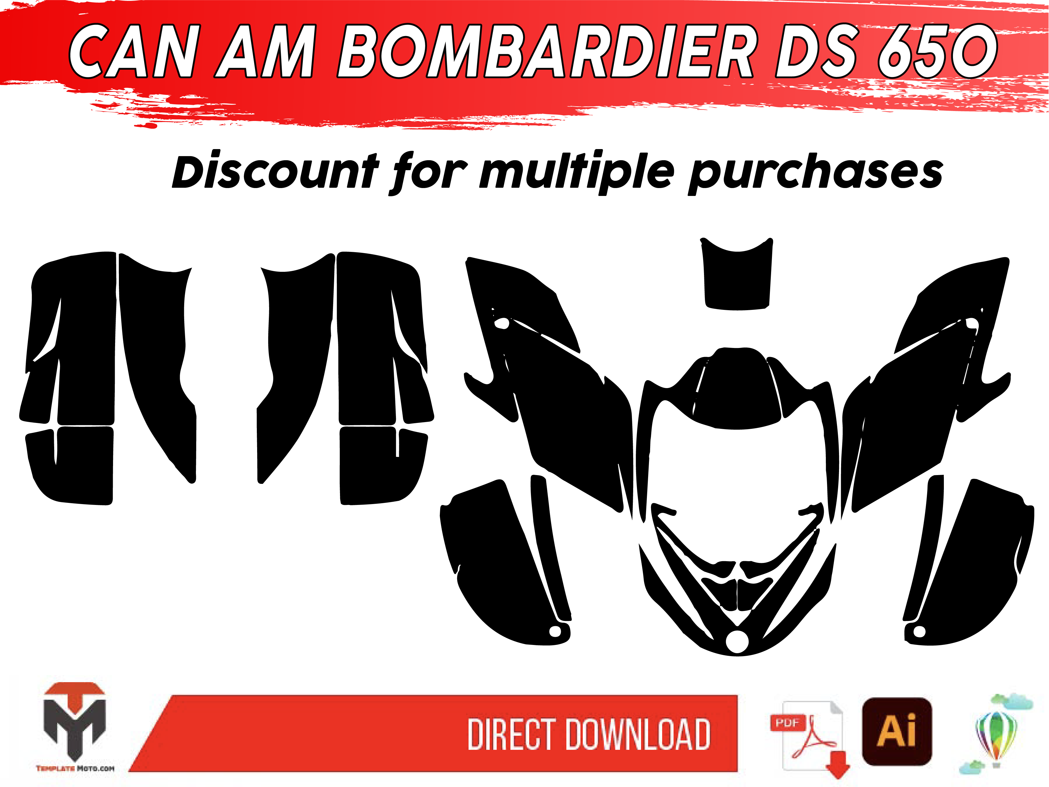 CAN AM BOMBARDIER DS 650 ATV Graphics Template Vector