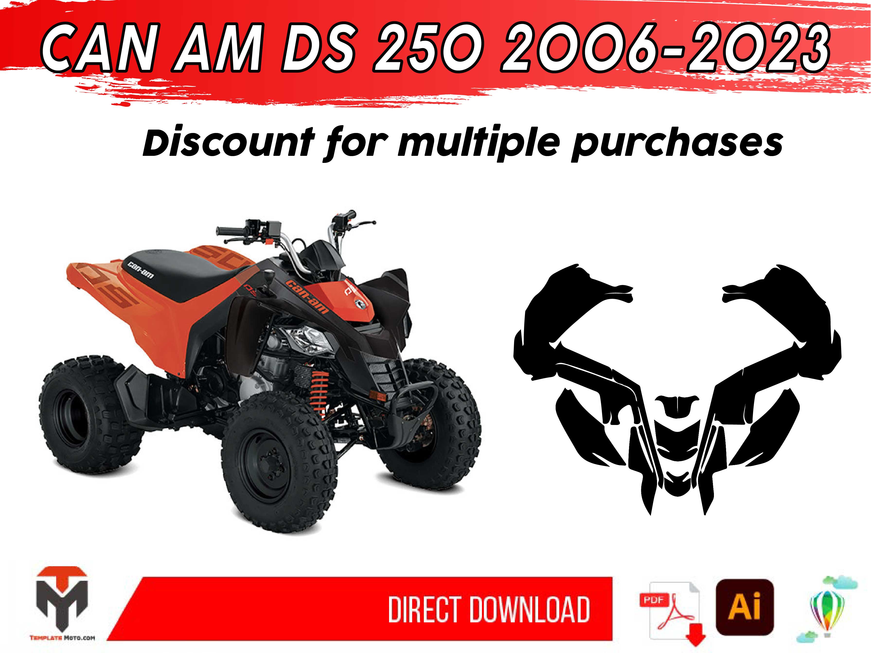 CAN AM DS 250 2006-2023 ATV Graphics Template Vector