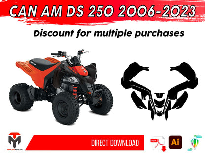 CAN AM DS 250 2006-2023 ATV Graphics Template Vector