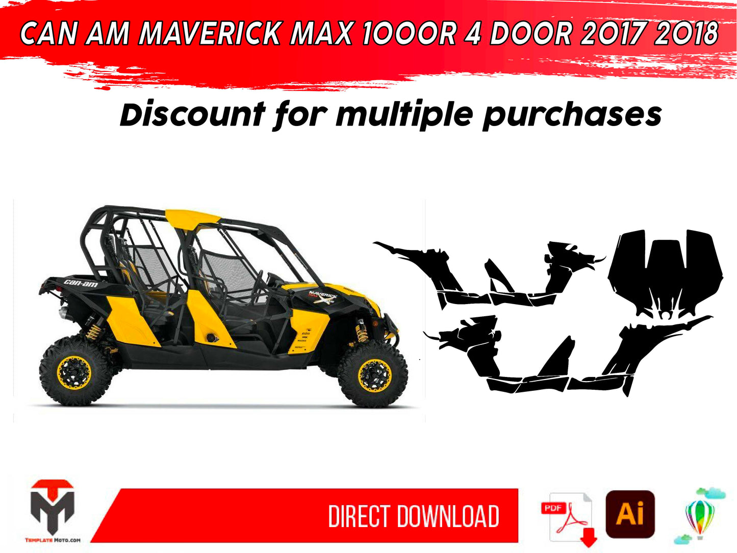 CAN AM MAVERICK MAX 1000R 4 DOOR 2017 2018 UTV Graphics Template Vector